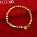 ALIZERO 925纯银18K镀金光滑6毫米珠子手链女式吊坠婚订派对珠宝礼物