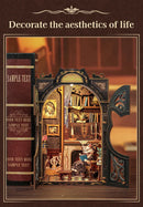 CUTEBEE DIY Book Nook Kit Miniature Dollhouse with Light Wooden Bookshelf Insert Retro Booknook Decor for Gifts Bookshop Series