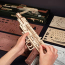 Robotime Rokr 3D Wooden Puzzle Toy Rifle Model Kits with Rubber Bands for Adults to Build Unique Gifts for Kids and Adults AK-47