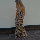 Polka Dots Print Detachable Scarf Sling Dress 2026 New Ladies Slim V-neck Spaghetti Strap Long Robes Women's Beach Dresses