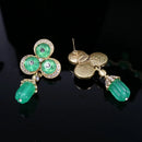 Green Pendant Resin Statement Stud Earring Jewelry For Women's Gifts