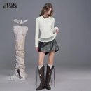 ELFSACK Elegant Slim Fit Long Sleeve T Shirt with Lace Trim Hem, Vintage Palace Style Solid Top for Women