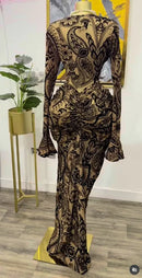CM.YAYA 2025 Fall Women Long Sleeve Stacked Mesh See Though with Lining Bodycon Long Dress Evening Birthday Sexy Party Dresses