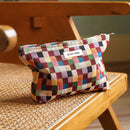 Colorful Checkered Women's Makeup Bag Large Capacity Makeup Lipstick Storage Bag Portable Travel Toiletry Bag Commuter Clutch