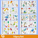 90cm Animal Canvas Children's Drawing Roll DIY Coloring Paper Roll Color Filling Graffiti Paper-cut Painting Educational School