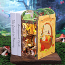 CUTEBEE DIY Book Nook Miniature Dollhouse Booknook with Touch Light Dust Cover Bookshelf Insert for Decor Gifts Mole's Apartment