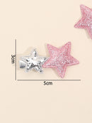 New Silver Star Hair Clip for Kids Girls Pink Glitter Hairpins Side Bangs Clip Barrettes Children Cute Headwear Hair Accessories