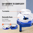 VEVOR 10in Pottery Wheel Machine Ceramic Forming Adjustable 60-300RPM Speed Manual LCD Panel Foot Pedal ABS Detachable Basin
