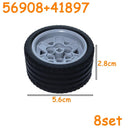 MOC Technical Tire Wheel Cross Hole Set Motorcycle Tyre & Rim Car Truck Wheels Hub Bricks Construction Building Blocks