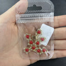 3D奢华锆石星十字美甲金属饰品10颗美人鱼珠美甲首饰 11*18毫米合金美甲水晶宝石装饰