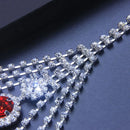 Sexy Body Chain Lingerie Red Crystal Thong Panties Jewelry for Women Silver Color Rhinestone Belly Waist Chain Body Jewelry Gift