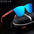 BARCUR Brand Design Natural Wood Temple Sun Glasses Men Polarized Women Fashion Sunglasses Mirror Shades UV400