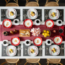 MALACASA Series Felisa 30 Piece Red Stripes Ivory White Porcelain Dinner Set with 6 Piece Cups Saucers Dessert Soup Dinner Plate