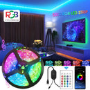 ColorRGB LED灯带10米15米，音乐律动变色RGB LED灯带，24键遥控，APP控制，SMD5050，适用于电视电脑家用