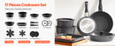SucceBuy 17 Pcs Nonstick Cookware Set Granite Pots and Pans Set Induction Cookwares Kitchen Cooking Set w/Frying Sauce Saute Pan