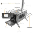 The Hearthkeeper | Portable Stainless Steel Tent Stove with 7-Pipe Chimney System