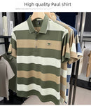 Luxury brand short sleeved men's polo shirt summer new fashion youth custom striped badge design Korean silk top casual T-shirt