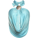 Whatiwear Metal Seashell Decoration Tank Tops Women Bandage Halter Swing Collar Backless Summer Holiday Beach Style Ruched Vests