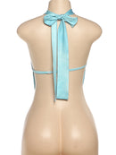 Whatiwear Metal Seashell Decoration Tank Tops Women Bandage Halter Swing Collar Backless Summer Holiday Beach Style Ruched Vests