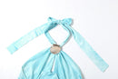 Whatiwear Metal Seashell Decoration Tank Tops Women Bandage Halter Swing Collar Backless Summer Holiday Beach Style Ruched Vests