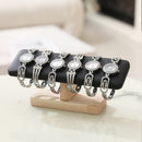 1pc Wooden Base T-Shaped PU Leather / Velvet Bracelet Display Rack Bangle Watch Hairband Jewelry Storage Stand Holder Organizer