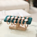 1pc Wooden Base T-Shaped PU Leather / Velvet Bracelet Display Rack Bangle Watch Hairband Jewelry Storage Stand Holder Organizer