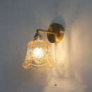 The Verdigris | Green Glass LED Wall Sconce with Pull Chain Switch