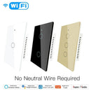 WiFi Smart Light Wall Glass Touch RF433 Switches No Neutral Wiring Single Pole 95-130V