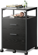 Wood 2 Drawer File Cabinet with Open Storage Shelf  DEVAISE