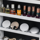 Jewelry Cabinet with Non-Full Mirror Wooden Floor Standing 4-Layer Shelf Storage Adjustable Mirror