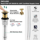 PARLOS 2-handle Bathroom Faucet Brushed Gold with Pop-up Drain & Supply Lines, Demeter,1.5GPM