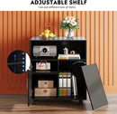 Black Mobile Printer Stand with Adjustable Shelf  DEVAISE