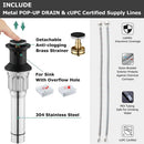 PARLOS 2-Handle 8英寸两孔面盆水龙头带阀门和弹跳式排水组件以及cUPC水龙头软管，哑光黑，Demeter系列，1.5GPM