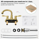 PARLOS 2-handle Bathroom Faucet Brushed Gold with Pop-up Drain & Supply Lines, Demeter,1.5GPM