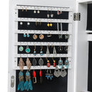 Jewelry Cabinet with Non-Full Mirror Wooden Floor Standing 4-Layer Shelf Storage Adjustable Mirror