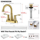 PARLOS 2-handle Bathroom Faucet Brushed Gold with Pop-up Drain & Supply Lines, Demeter,1.5GPM