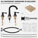 PARLOS 2-Handle 8英寸两孔面盆水龙头带阀门和弹跳式排水组件以及cUPC水龙头软管，哑光黑，Demeter系列，1.5GPM