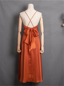 Colorfaith New 2022 Sundress Dress With A Halter Top Strapless Backless Sexy Satin Retro Women Spring Summer Pure Dresses DR2019
