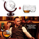 Whiskey Decanter Globe Wine Aerator Glass Set Sailboat Skull Inside Crystal with Fine Wood Stand Liquor Decanter for Vodka