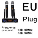 Lomeho 2 Handheld Mic UHF Frequencies Dynamic Capsule 2 Channels Wireless Microphone for Karaoke System LO-U02