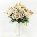 Meldel New Purple White Wedding Bouquet Handmade Artificial Flower Rose Buque Casamento Bridal Bouquet for Wedding Decorations