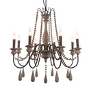 Vintage Chandelier Wood Bead Pendant Living Room Bedroom Kitchen Retro Farmhouse Chandeliers Indoor Lighting Lamp Light Fixtures