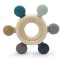 1PC Silicone Teether Baby Rudder Shape Wooden Teether Ring Kid Gift Food Grade Silicone Children&