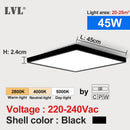 LED Modern Square Ceiling Light 45W 220V 5000K 4000K 2800K 3 Colors For Kitchen Bedroom Bathroom Lamps Ultrathin Ceiling Lamp
