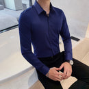 40kg-75kg Small Asian Size Fashion New Mens Shirt Korea Styles Long Sleeve Slim Fit Yellow Green White Casual Social Shirts