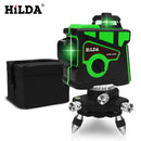HILDA Laser Level 12 Lines 3D Level Self-Leveling 360 Horizontal And Vertical Cross Super Powerful Green Laser Level