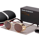 BARCUR Round Polarized Sunglasses Gothic Steampunk Sunglasses Men Women Vintage Shades UV400