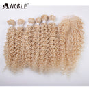 Noble Synthetic Hair Weave 16-20 inch 7Pieces/lot Afro Kinky Curly Hair Bundles With Closure African lace For Women hair Extensi