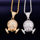 Skull Mask Pendant Necklace  Gold Color Plated Charm AAAA Cubic Zircon Men's Hip Hop Rock Jewelry