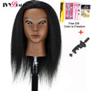 Female Mannequin Head With Hair For Braiding African Mannequin Practice Hairdressing Training Head Dummy Head For Cosmetology